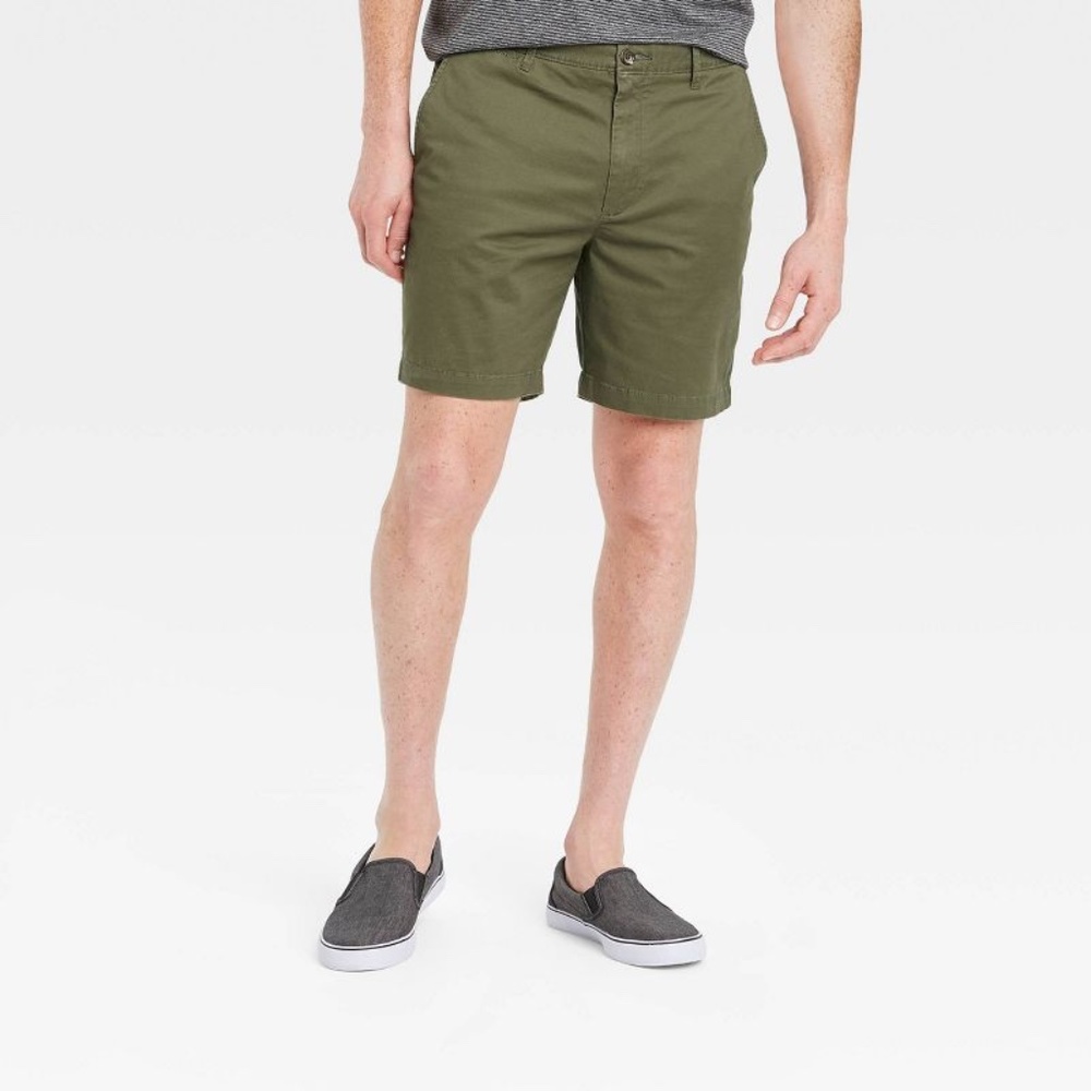 NWT Men's 7" Flat Front Shorts - Goodfellow & Co Green Size 40